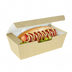 Kraft carton containers for hot dogs and waffles
