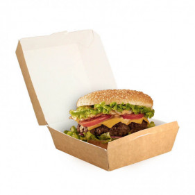Grande boîte à hamburger en carton kraft (12x12x8cm)