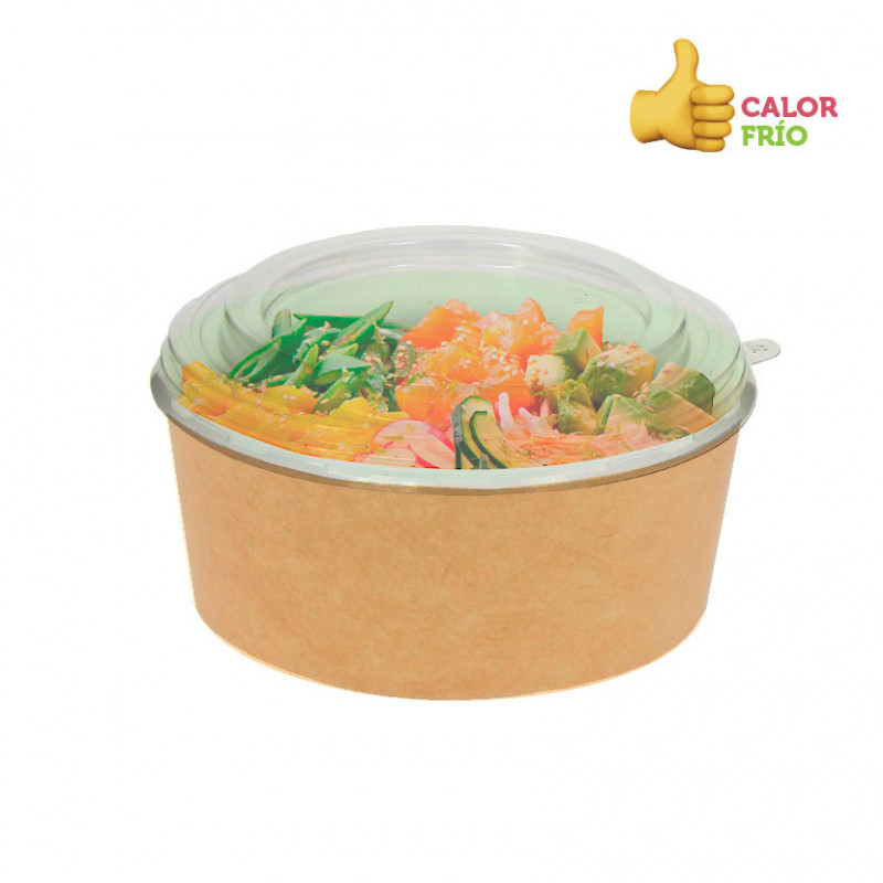 Envase de cartón deco kraft con tapa especial poke bowl (750cc) Envase de cartón deco kraft con tapa especial poke bowl (750cc)
