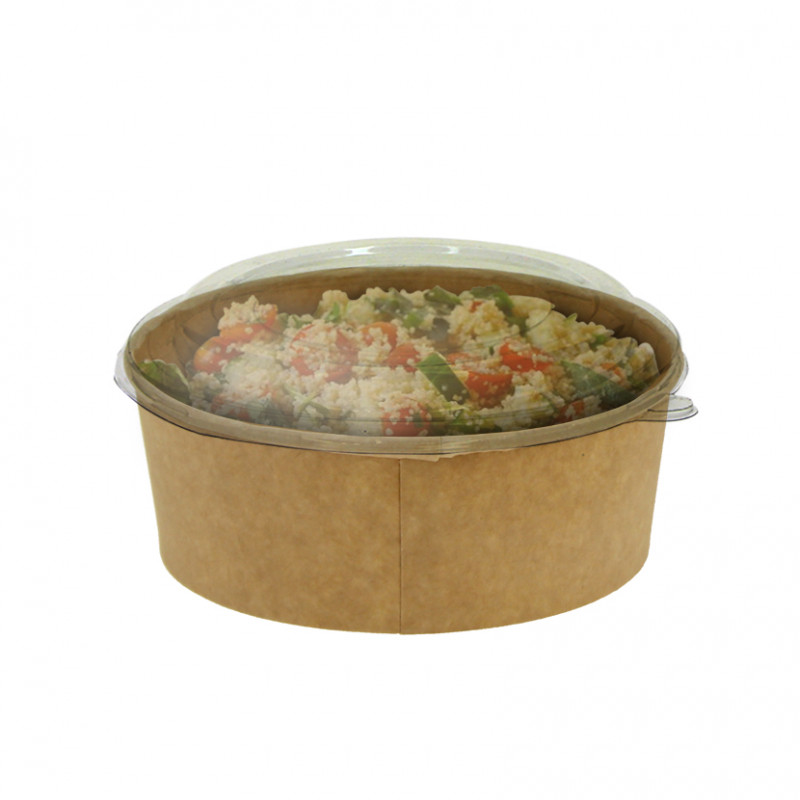 Kraft cardboard salad bowl with lid (550cc)