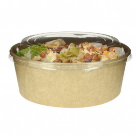 Kraft cardboard salad bowl with lid (1200cc)