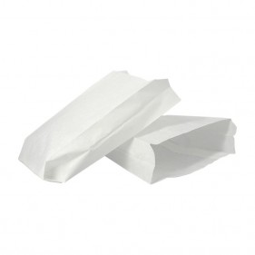 Sacos à prova de gordura para fast food brancos (14+5x23cm)