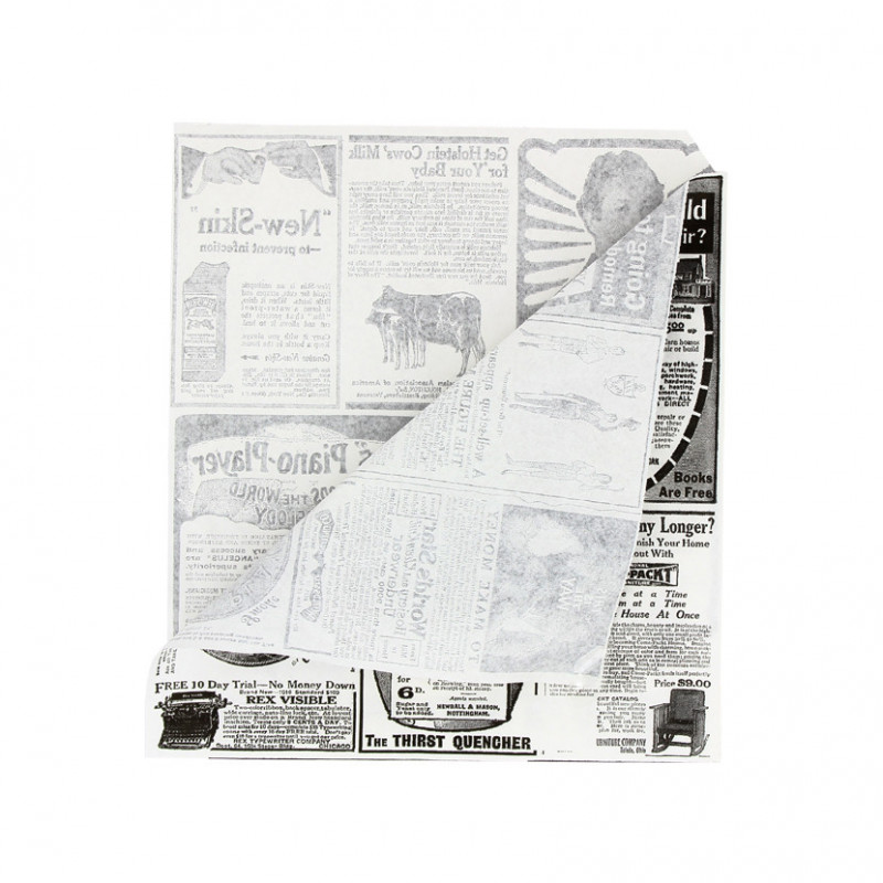 Grease-proof newspaper for hamburgers (17x17cm)