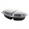 Tall lid for 2 divisions oval black base container (520cc)