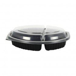 Tall lid for 2 divisions oval black base container (520cc)