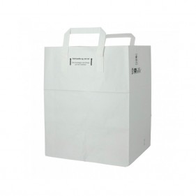 Bolsas de papel blanco con asas planas (26+20x32cm)