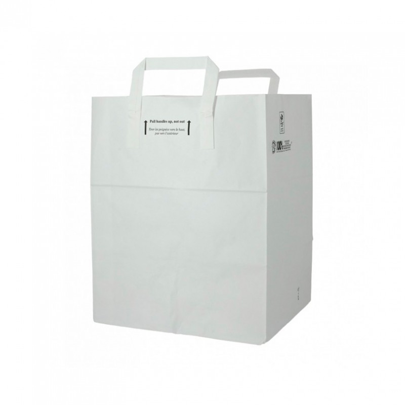 Sacos de papel branco com asas planas (26+20x32cm) Sacos de papel branco com asas planas (26+20x32cm)