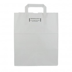 Bolsas de papel blanco con asas planas (26+20x32cm)
