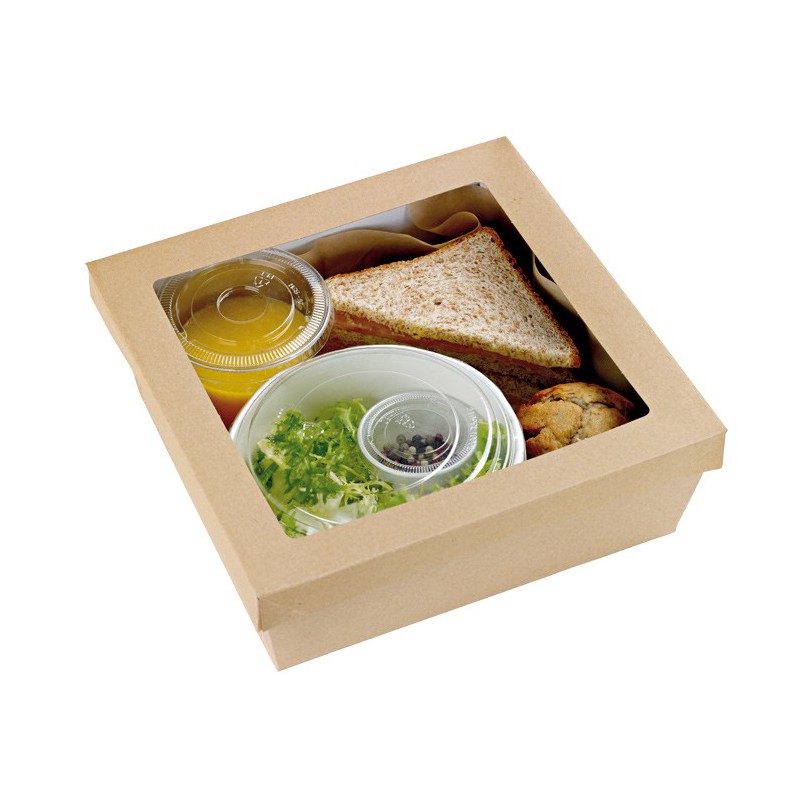 CONTENTORES QUADRADOS DE CARTONAGEM COM JANELA 22X22CM