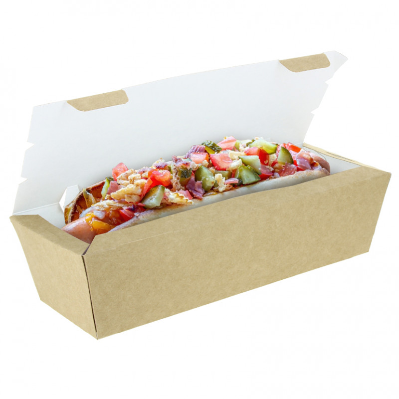 Grandi contenitori per hot dog in cartone Kraft
