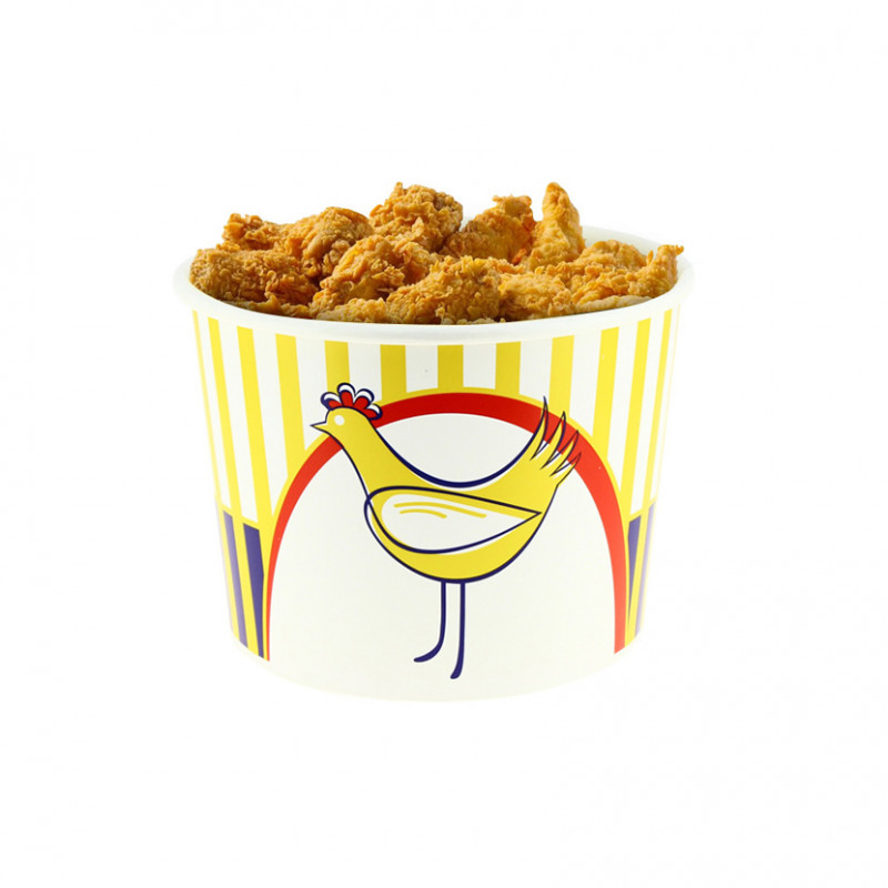 Cubos de pollo frito con tapa con dibujo amarillo (1920cc) Cubos de pollo frito con tapa con dibujo amarillo (1920cc)