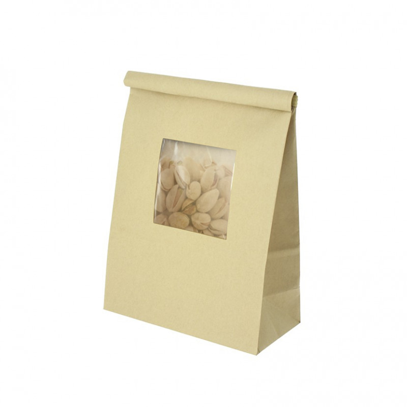 Bolsa de papel kraft con ventana y cierre hermético (15+7x23cm) Bolsa de papel kraft con ventana y cierre hermético (15+7x23cm)