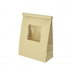 Bolsa de papel kraft con ventana y cierre hermético (15+7x23cm)