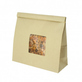 Kraft paper bag with window and hermetic closure (20 8x23cm)