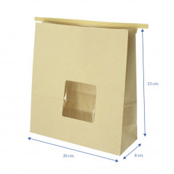 Bolsa de papel kraft con ventana y cierre hermético (20+8x23cm)