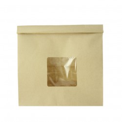 Saco de papel Kraft com janela e fecho hermético (20+8x23cm)