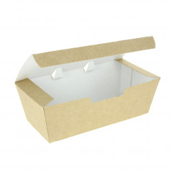 Kraft carton containers for hot dogs and waffles