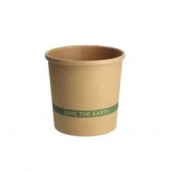 Recipiente de cartão ECO Kraft com tampa para sopas e gelados (350ml)