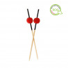  Palillos para brochetas negros con perlas rojas 9cm