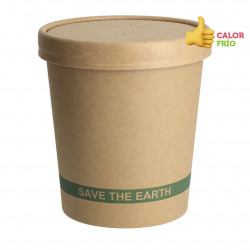 Envase cartón ECO Kraft con tapa para sopas y helados (950ml)