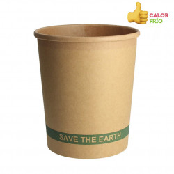 Envase cartón ECO Kraft con tapa para sopas y helados (950ml). Hasta fin de stock