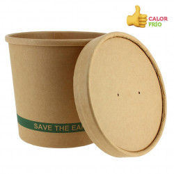 Envase cartón ECO kraft con tapa para sopas y helados (750ml)