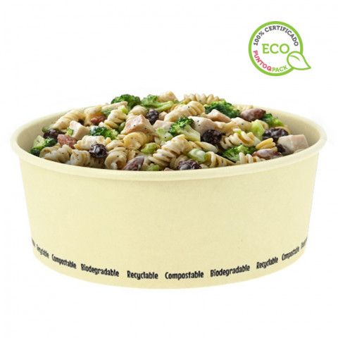 Recipiente de salada de fibra de bambu compostável (1300 ml)