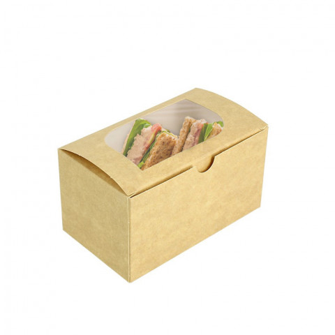 Caja pastelería y sándwich con ventana color kraft