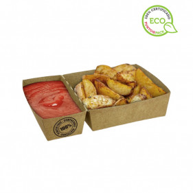 Barquette compostable Kraft 2 divisions