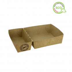 Kraft compostable tray 2 divisions