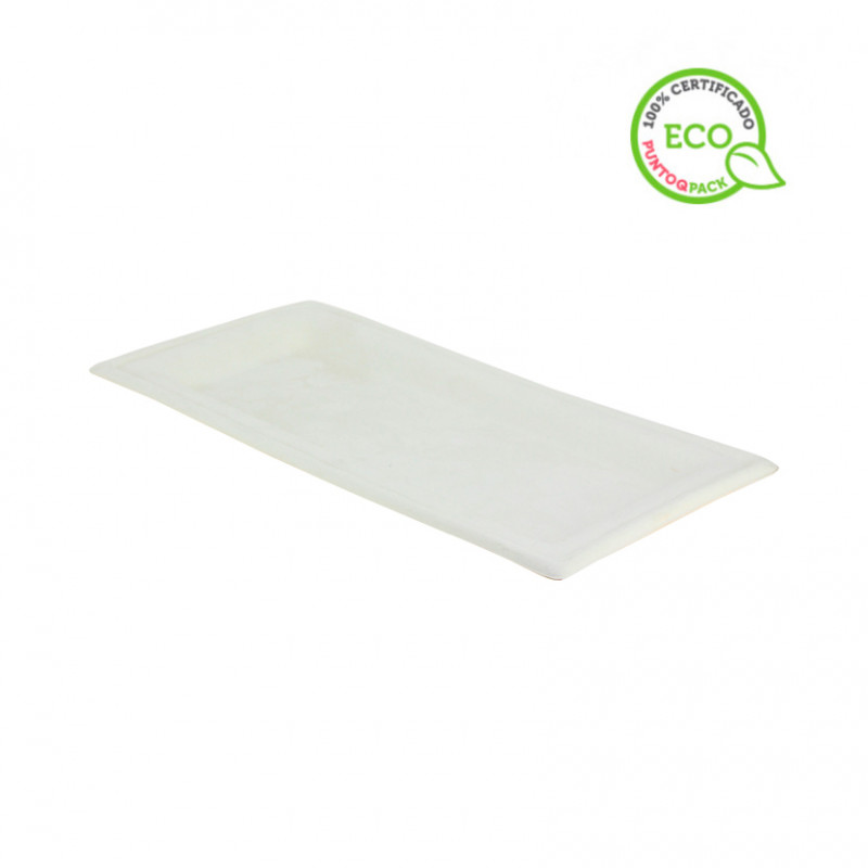 Plato Rectangular blanco de caña de azúcar Plato Rectangular blanco de caña de azúcar
