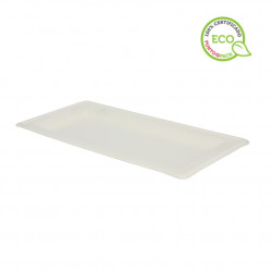 Pratos de fibra retangulares com borda (26x13cm)