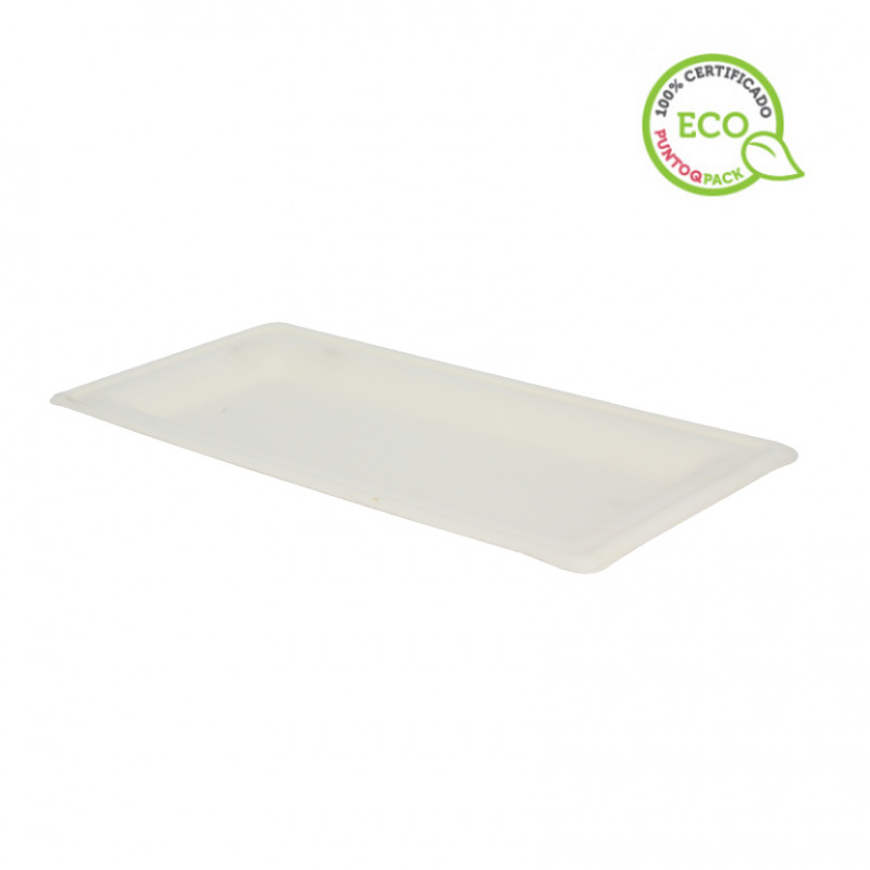 Pratos de fibra retangulares com borda (26x13cm)