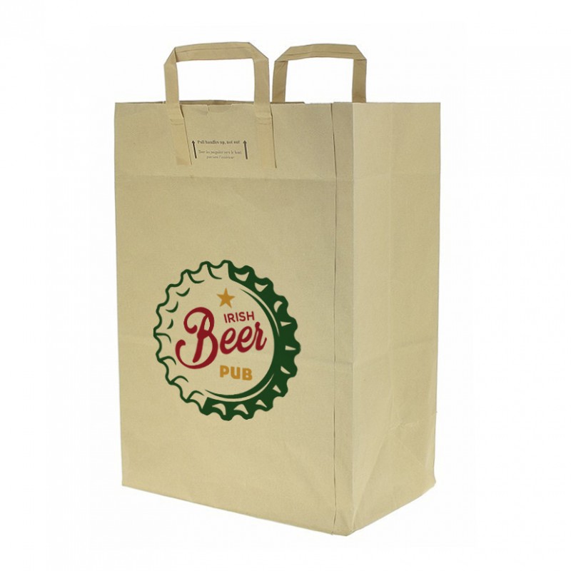 Bolsa papel kraft extra alta asa plana (30+18x43cm) Impresa 1 Cara Color Bolsa papel kraft extra alta asa plana (30+18x43cm) Impresa 1 Cara Color