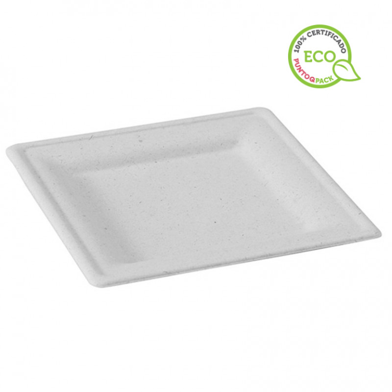 Platos de fibra eco cuadrados 20cm Platos de fibra eco cuadrados 20cm
