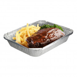 Recipientes de alumínio retangulares com friso (1180cc)