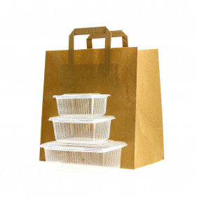 Imballare l'imballaggio per la consegna di menu economici in un sacchetto di carta kraft