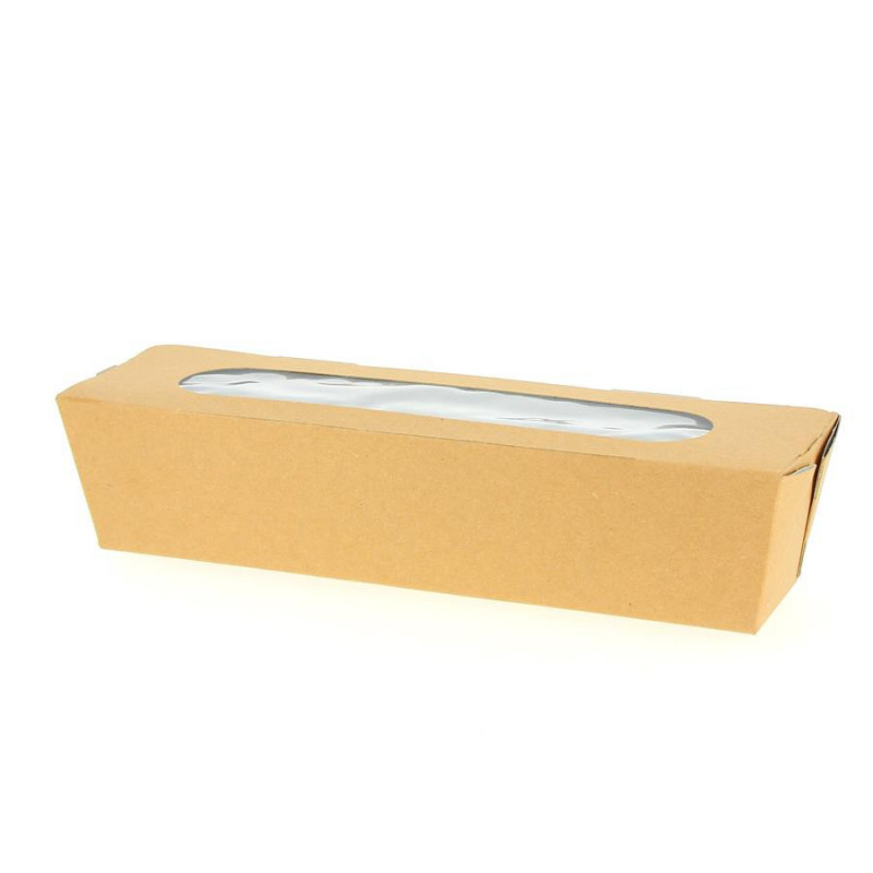Cofre de cartón kraft con ventana para hot dog gigante Cofre de cartón kraft con ventana para hot dog gigante