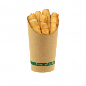 Vaso cartón kraft para bubble waffle, fritos y wraps (16 Oz)