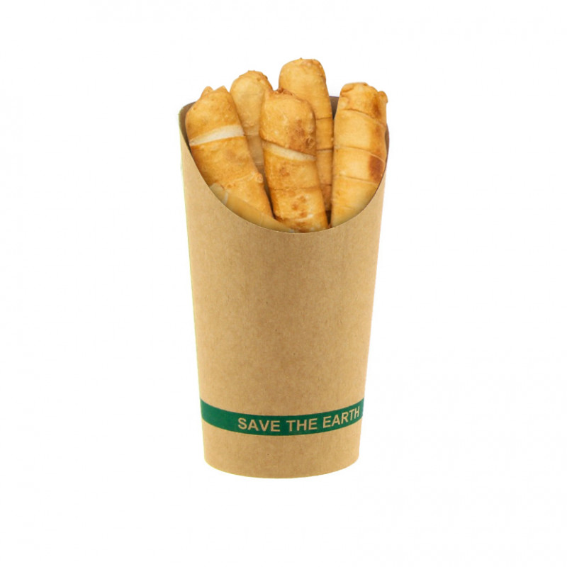 Kraft cardboard cup for bubble waffles, fries and wraps (16 Oz)