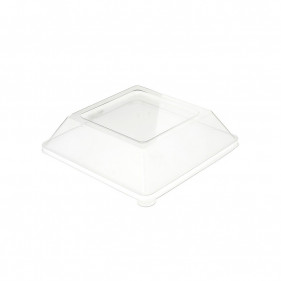 Piatto quadrato in fibra con coperchio in plastica 16 cm