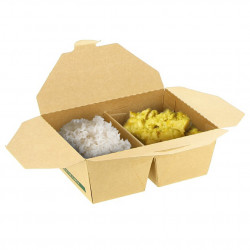 Kraft cardboard boxes with 2 compartments (1300cc)