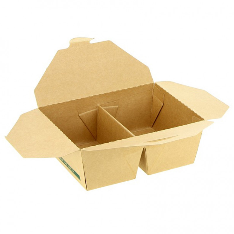 CAJAS DE CARTON KRAFT CON 2 COMPARTIMENTOS 1300CC