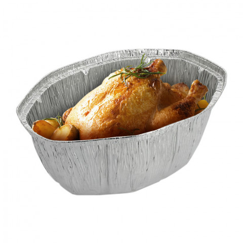 Oval aluminum containers for whole chicken (2600cc)