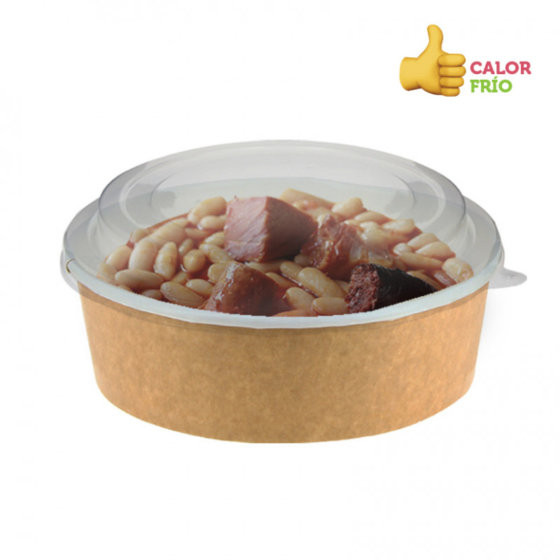Envase de cartón deco kraft con tapa PP (948cc) Envase de cartón deco kraft con tapa PP (948cc)