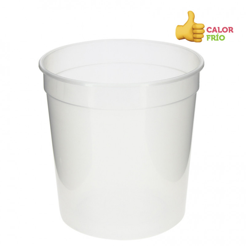 Contenitore circolare traslucido riutilizzabile in PP (1000cc) Contenitore circolare traslucido riutilizzabile in PP (1000cc)