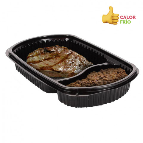PP reusable container with 2 divisions (1000cc)