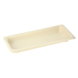 Tabuleiro comprido para sushi compostável com tampa (20,2x9x4 cm) | PointQpackName