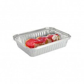 Rectangular aluminum containers with curl (650cc)