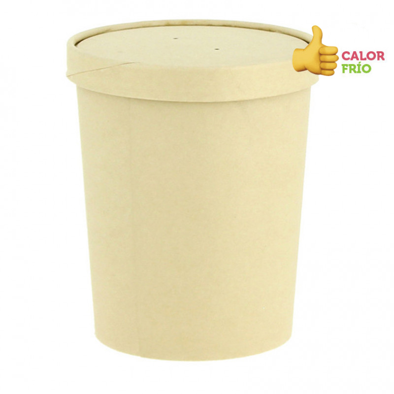 RECIPIENTE CARTONADO ECO BAMBU PARA SOPAS E CALDOS COM TAMPA 950ML